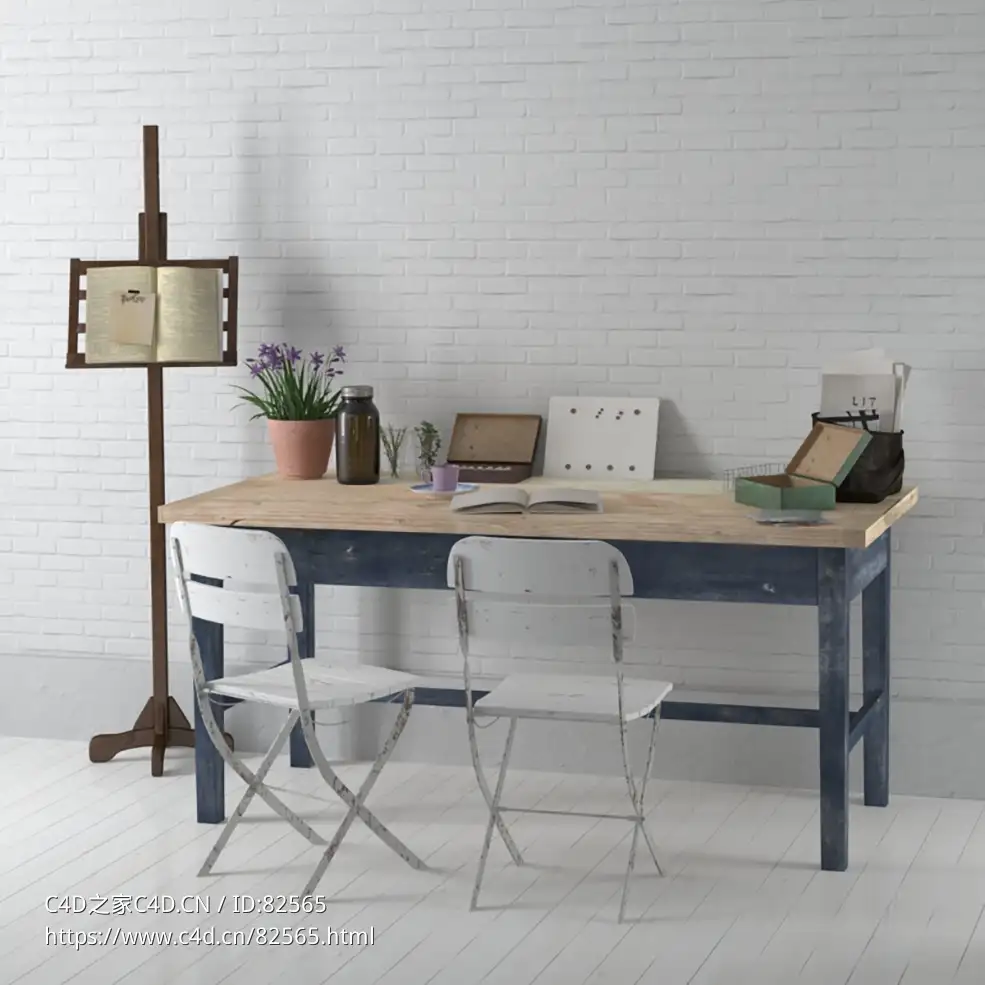 c4d模型试验办公桌现代家具模型下载Tables and chairs