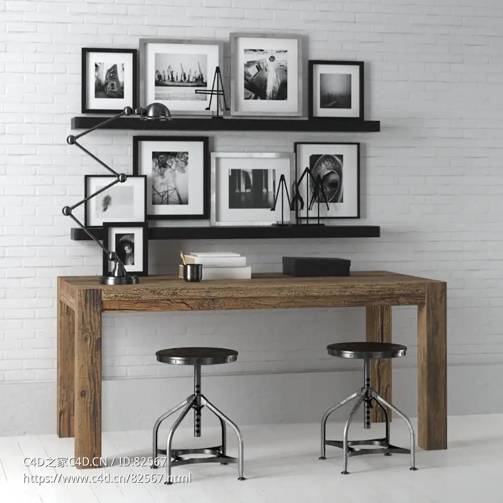c4d模型图片编辑办公桌现代家具模型下载Tables and chairs