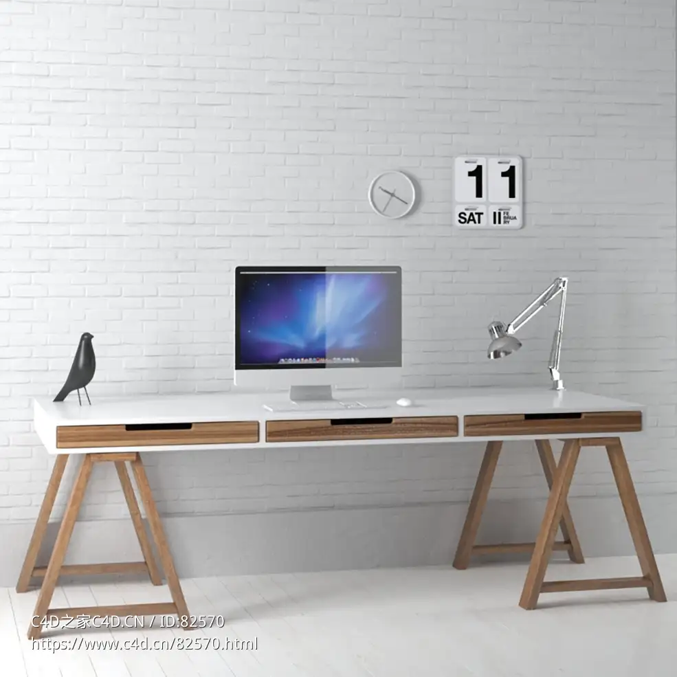 时尚艺术办公桌现代家具c4d模型下载Tables and chairs