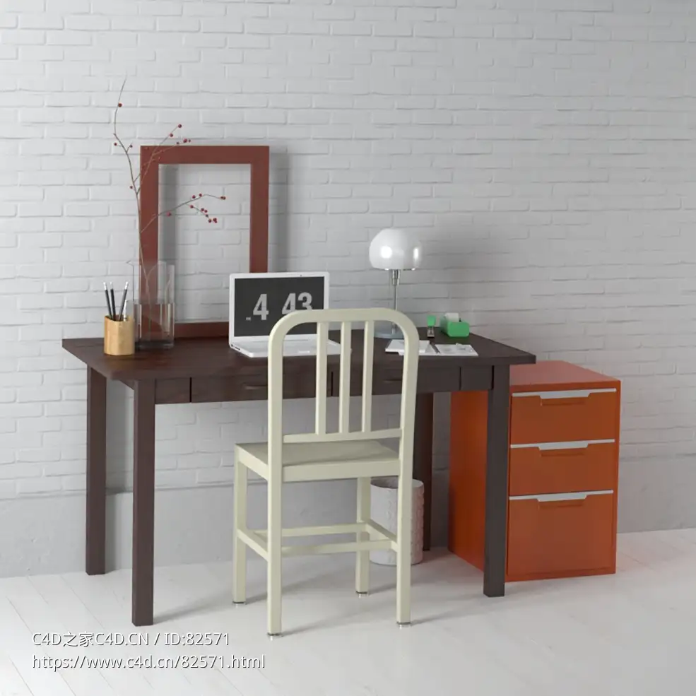 潮流艺术办公桌现代家具c4d模型下载Tables and chairs