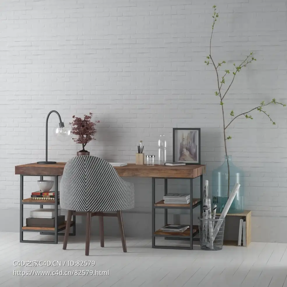 时尚艺术办公桌现代家具c4d模型下载Tables and chairs