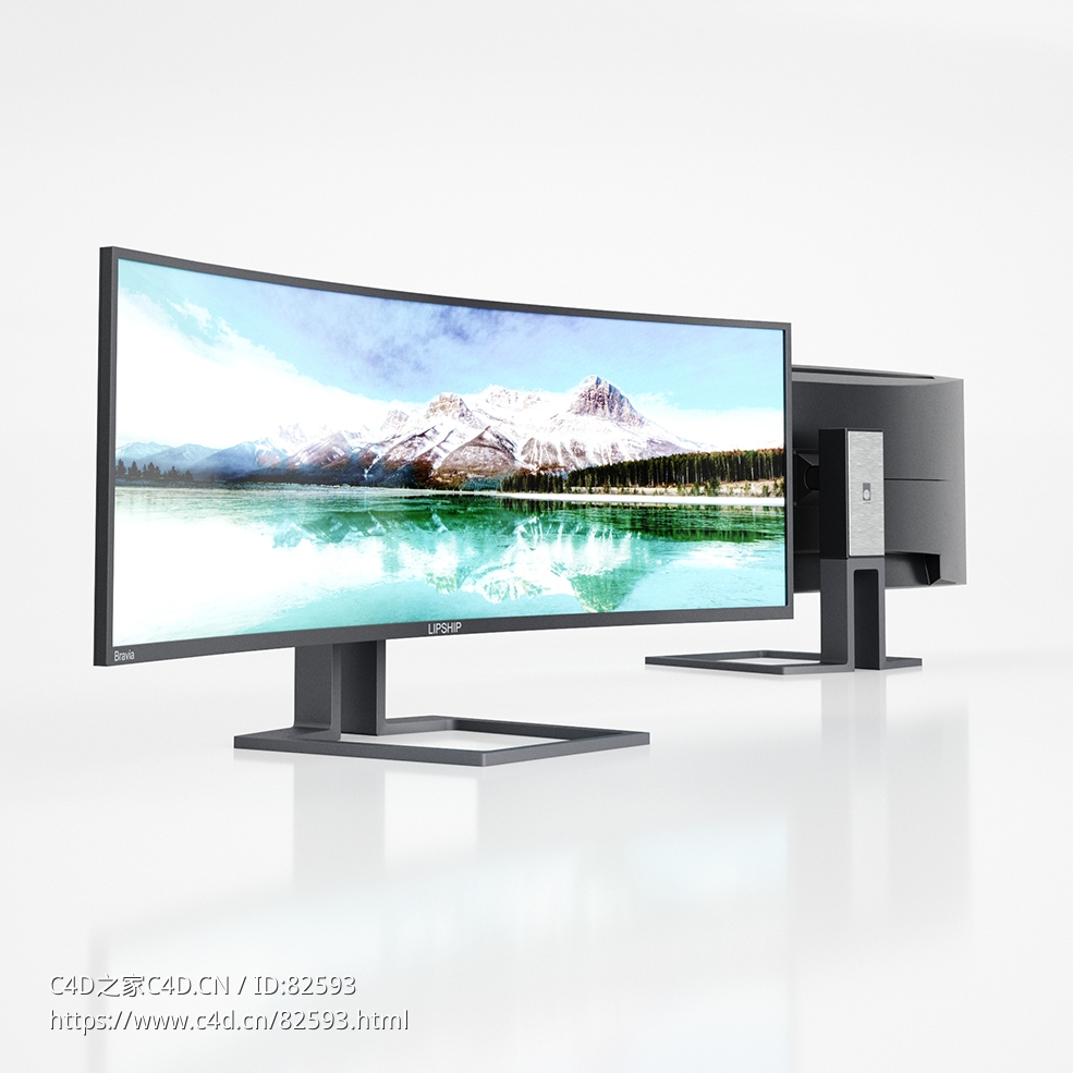 曲面显示器Monitor c4d数码产品模型下载 - C4D之家 - 13.jpg