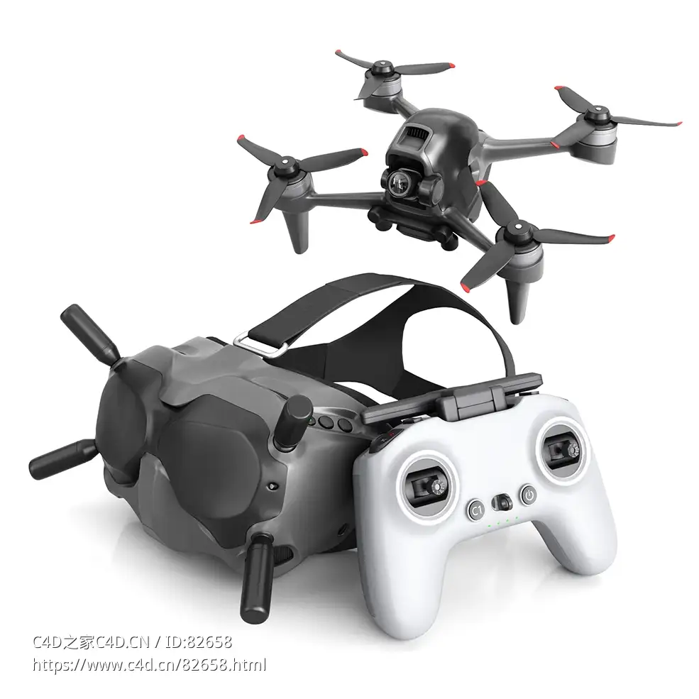 航拍无人机VR眼镜遥控手柄Drone Pad Goggles数码产品模型下载