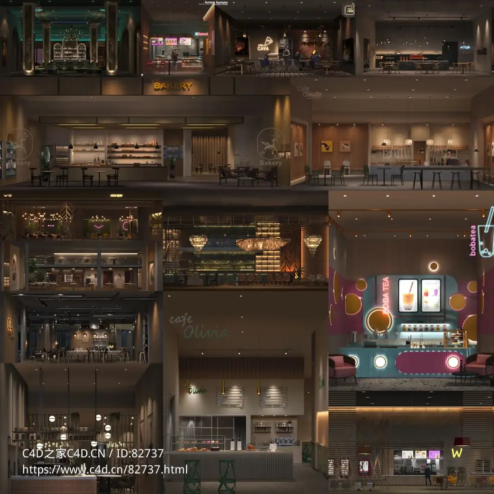30个商店室内环境3D视差exr贴图素材WParallax – Retail 3 Eatery