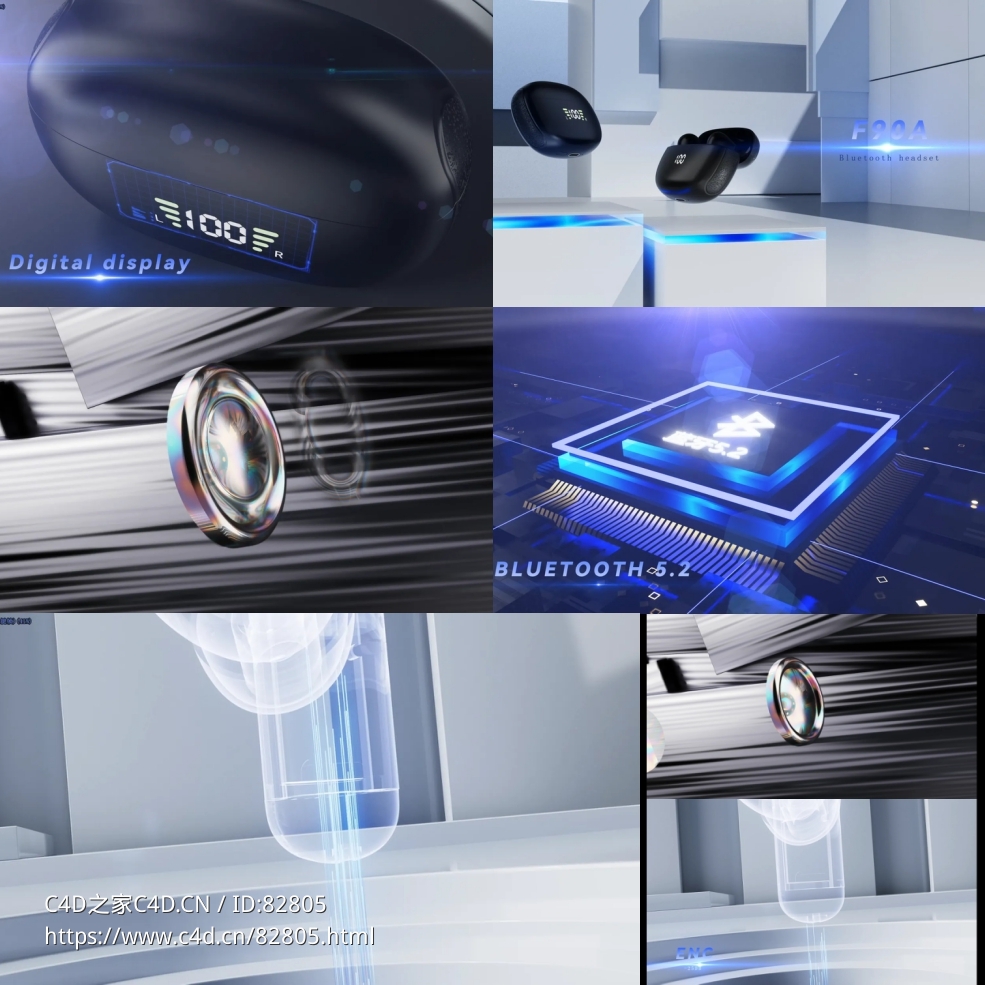 蓝牙耳机分解动画模型