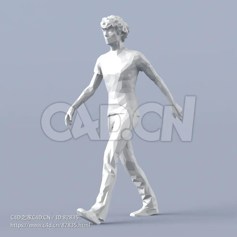 低面多边形卡通人物走路的男人模型 - C4D之家 - 002.jpg
