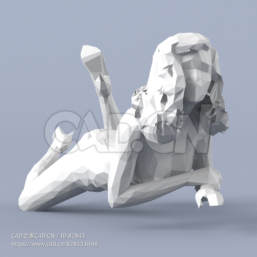 低面多边形卡通人物爬着的女人模型 - C4D之家 - 010.jpg