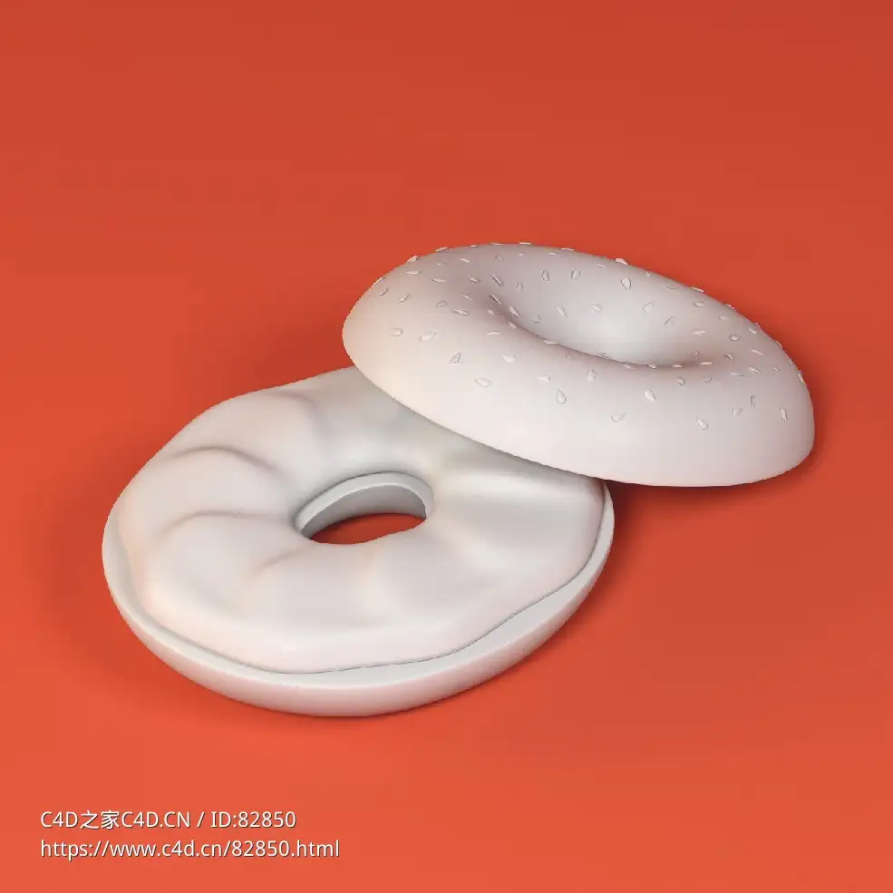 低面卡通面包圈图标模型bagel - C4D之家 - 007.jpg