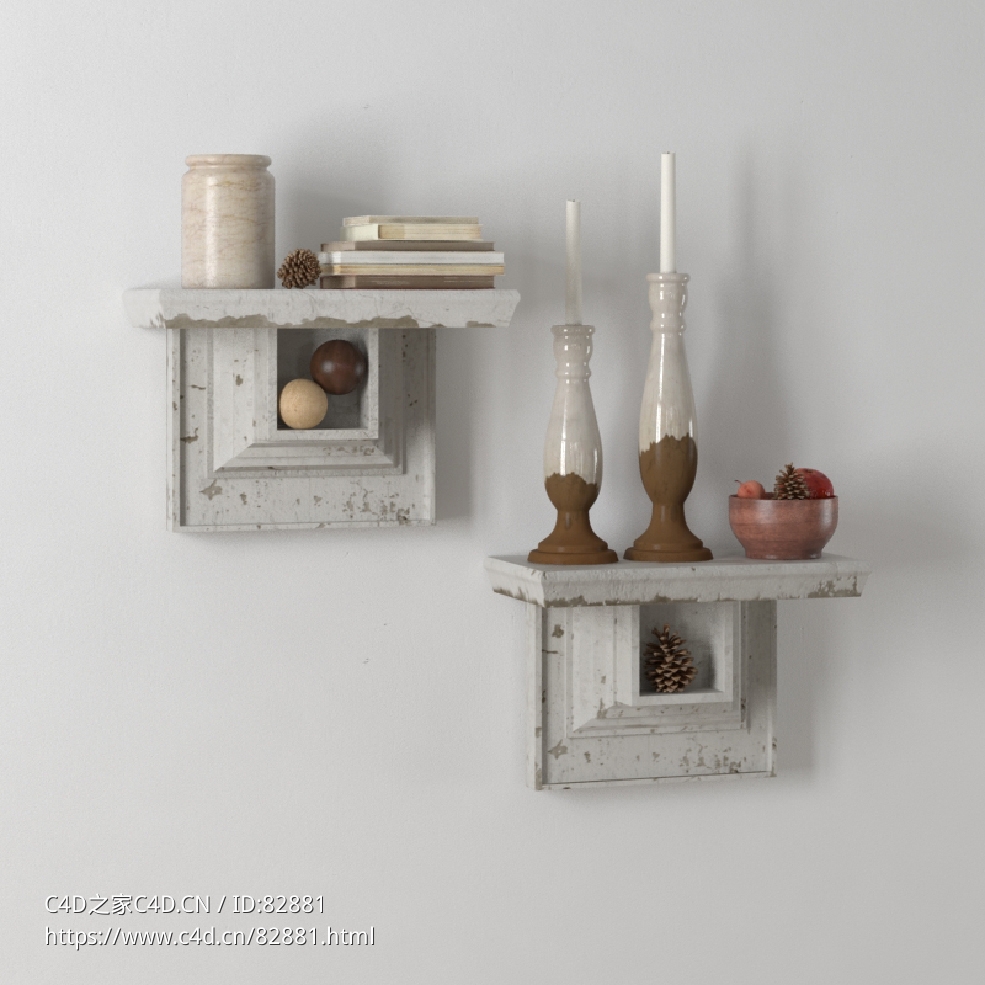 桌台装饰品：壁台蜡烛松果书本