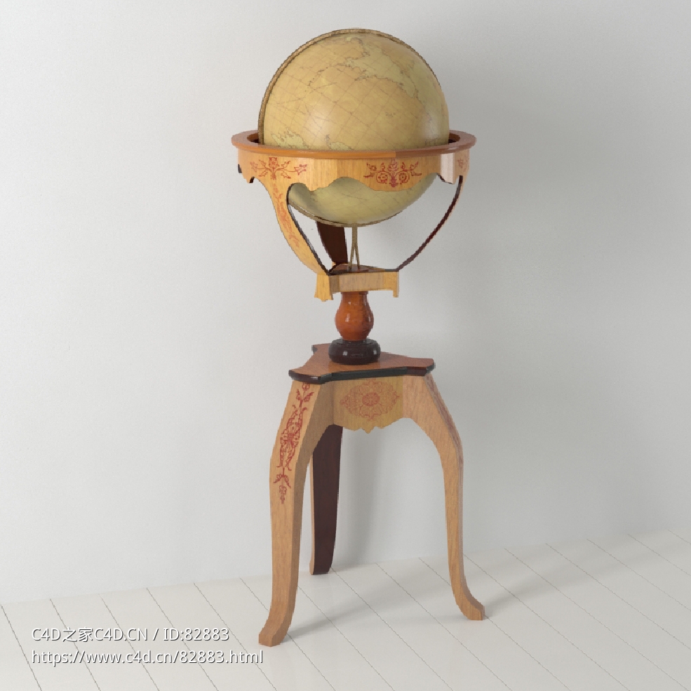 桌台装饰品：木座地球仪