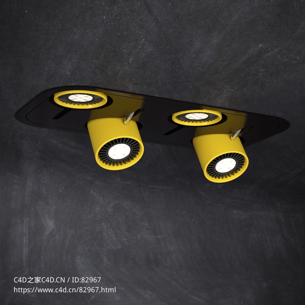室内灯具模型：四筒内嵌式射灯 - C4D之家 - 21.jpg