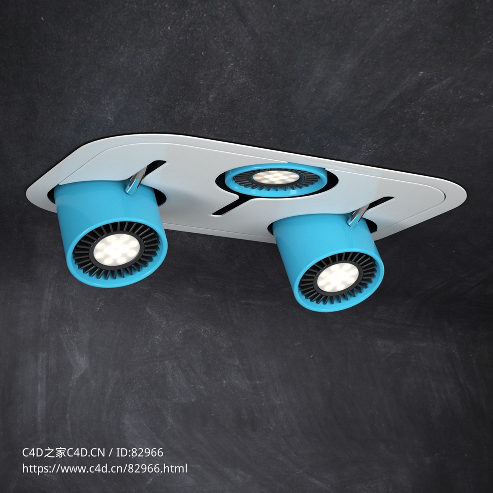 室内灯具模型：三筒可调节射灯 - C4D之家 - 20.jpg