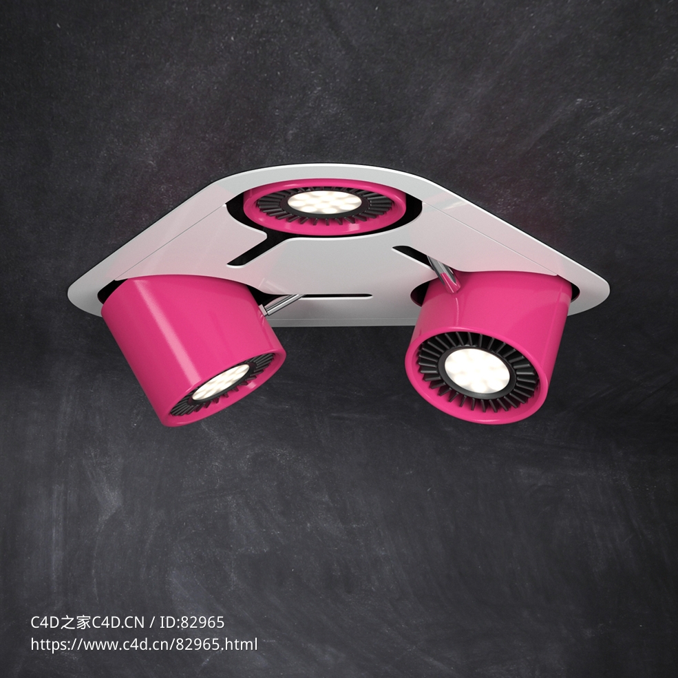 室内灯具模型：内嵌式三筒射灯 - C4D之家 - 19.jpg