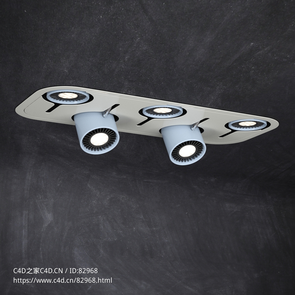 室内灯具模型：内嵌式五筒射灯 - C4D之家 - 22.jpg
