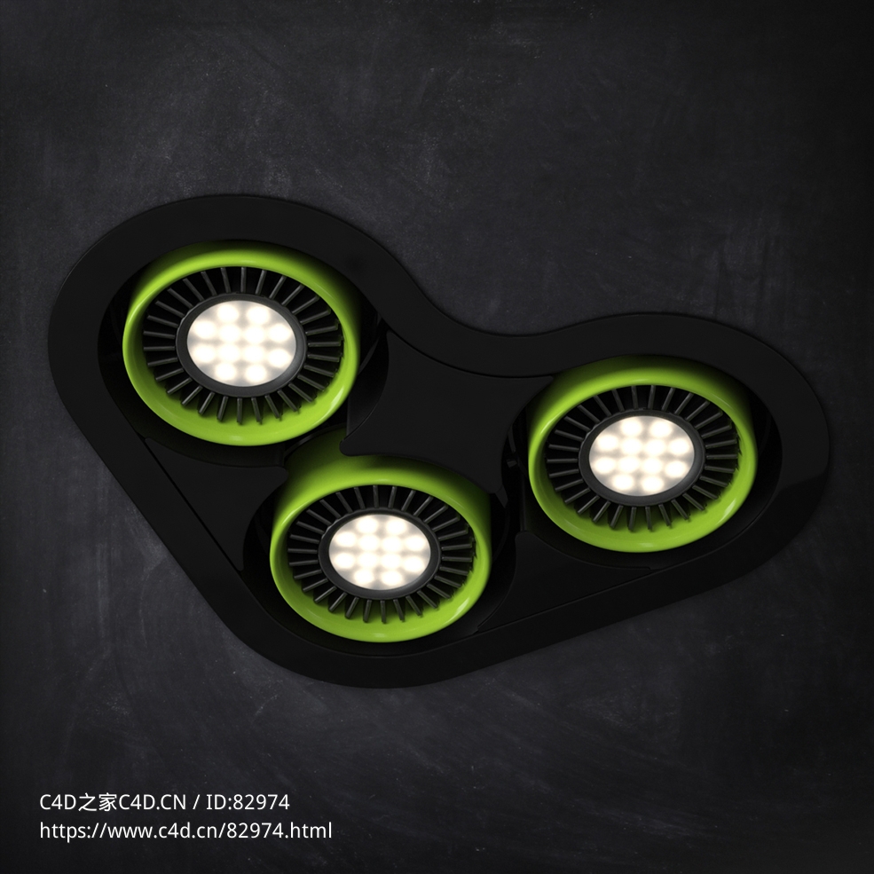 室内灯具模型：三角形组灯三筒嵌入式射灯 - C4D之家 - 28.jpg