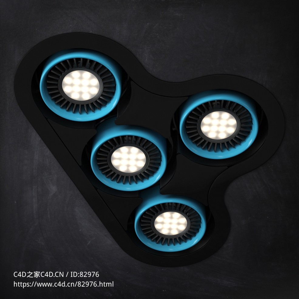 室内灯具模型：五筒嵌入式射灯 - C4D之家 - 30.jpg