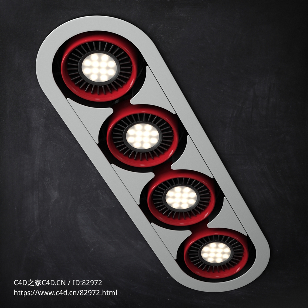 室内灯具模型：直列四筒嵌入式射灯 - C4D之家 - 26.jpg