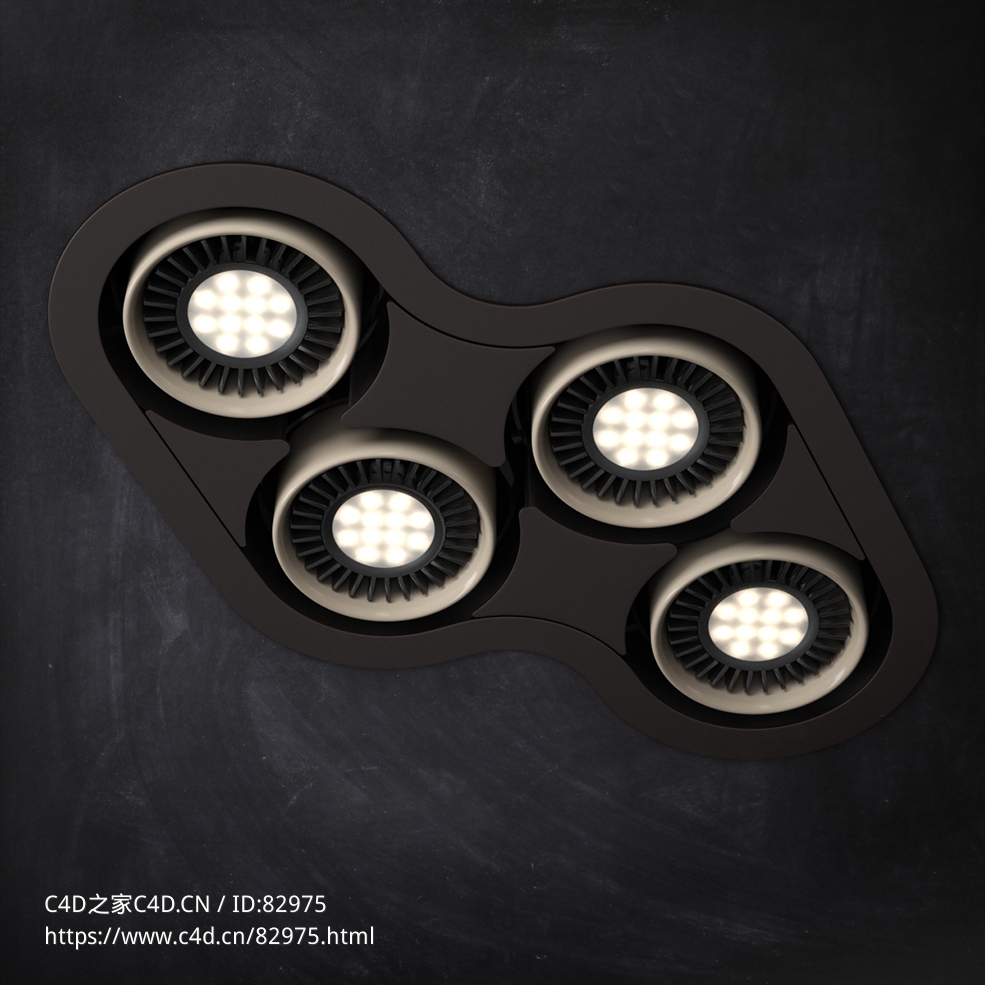 室内灯具模型：交错式组灯四筒嵌入式射灯 - C4D之家 - 29.jpg