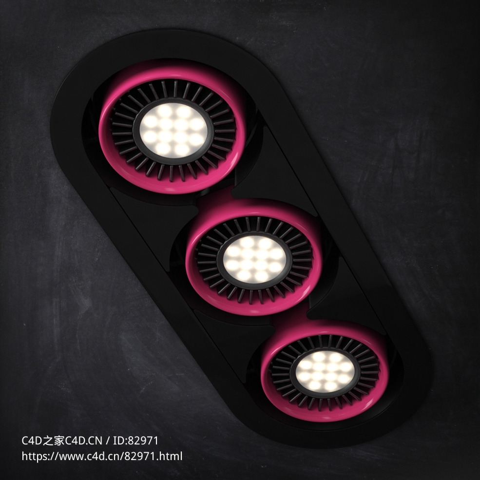 室内灯具模型：三筒嵌入式射灯 - C4D之家 - 25.jpg