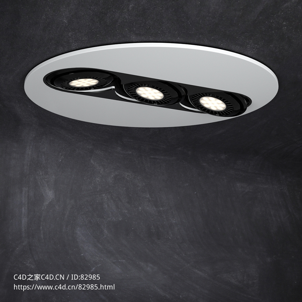室内灯具模型：圆形组灯三筒嵌入式射灯 - C4D之家 - 39.jpg