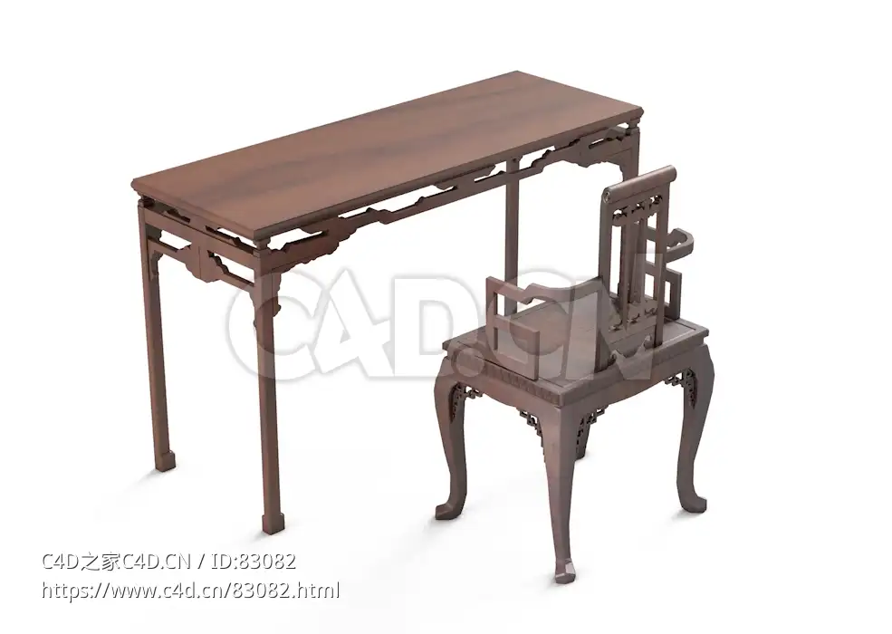 明清风格红木家具书房桌椅中式古典家具 - C4D之家 - 06.jpg