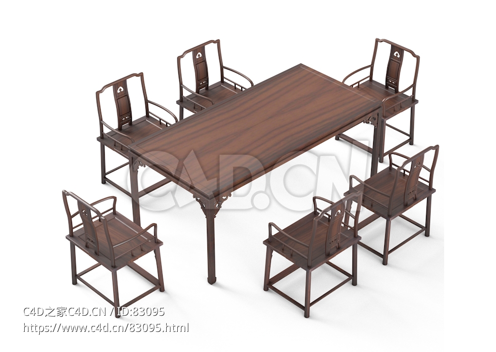 明清风格餐厅家具桌椅七件套中式古典家具 - C4D之家 - 19.jpg