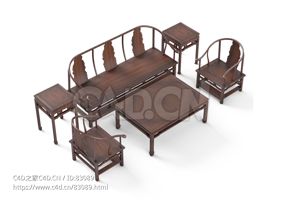 明清风格客厅实木家具六件套中式古典家具 - C4D之家 - 13.jpg