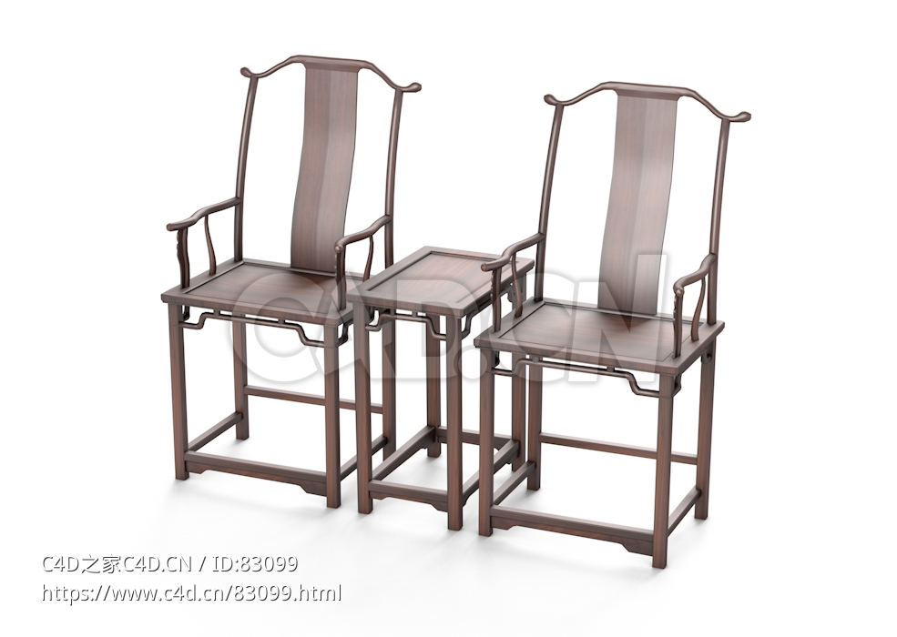 明清风格南官帽椅禅意打坐茶椅圈椅太师椅中式古典家具 - C4D之家 - 23.jpg