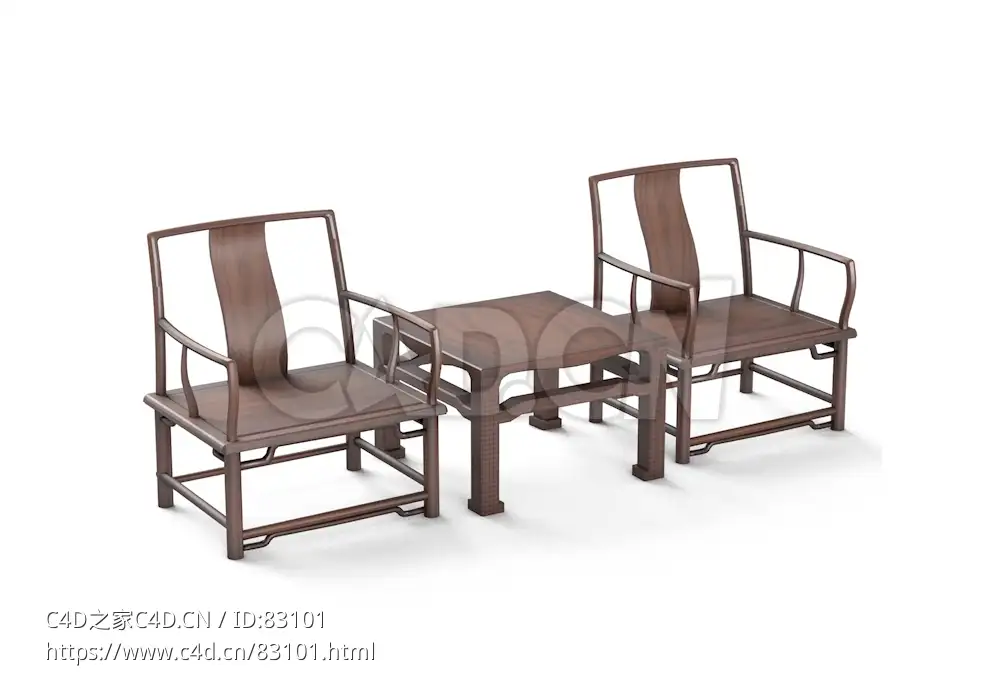 明清风格南官帽椅三件套中式古典家具 - C4D之家 - 25.jpg