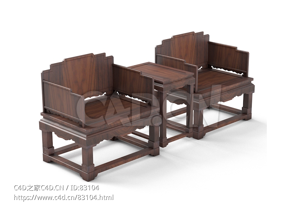 明清风格客厅沙发椅三件套中式古典家具 - C4D之家 - 28.jpg