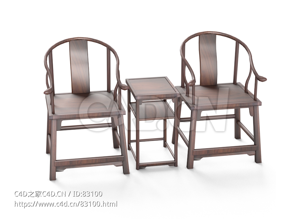 明清风格茶舍圈椅太师椅扶手椅中式古典家具 - C4D之家 - 24.jpg