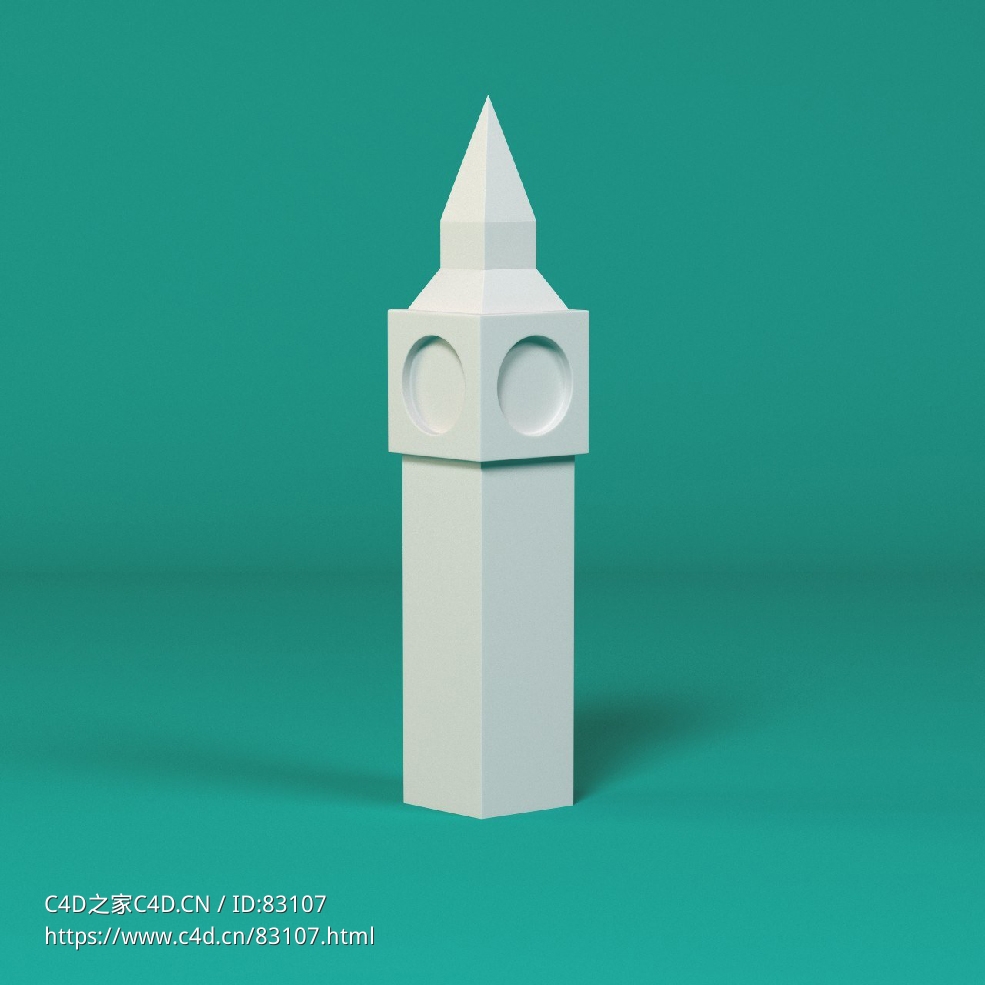 低面卡通钟楼图标模型Big Ben