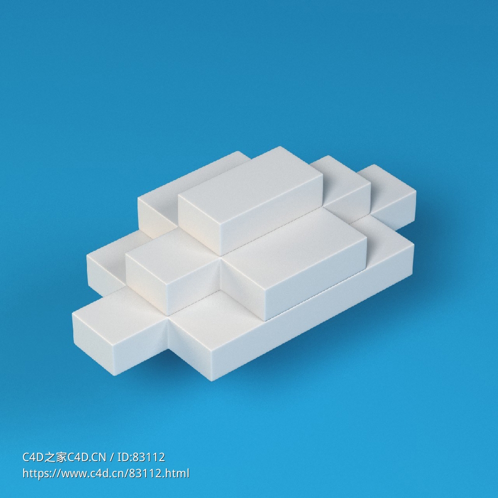 低面卡通云朵块图标模型Block Cloud_4 - C4D之家 - 016.jpg