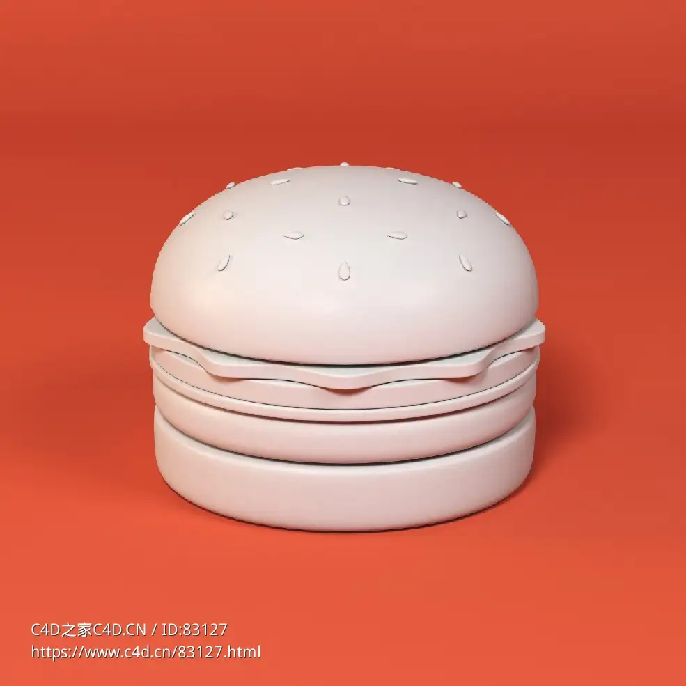 低面卡通汉堡图标模型burger