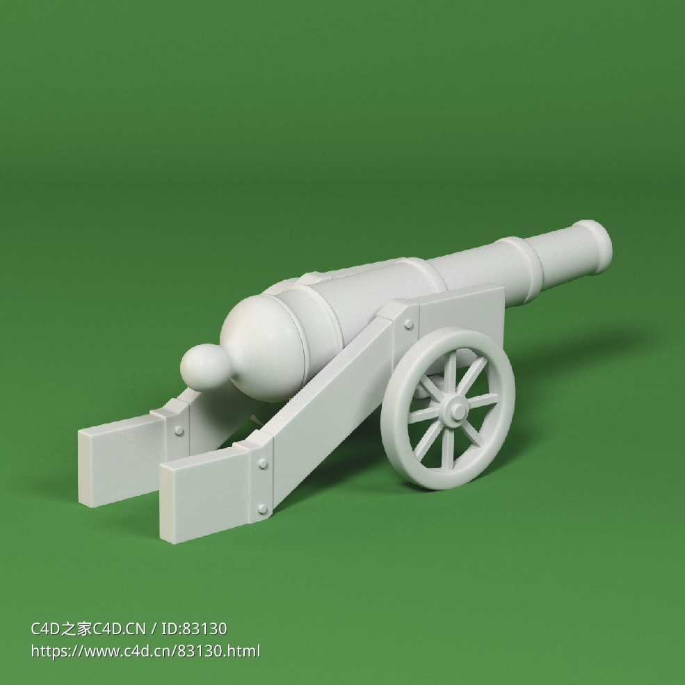 低面卡通大炮图标模型canon