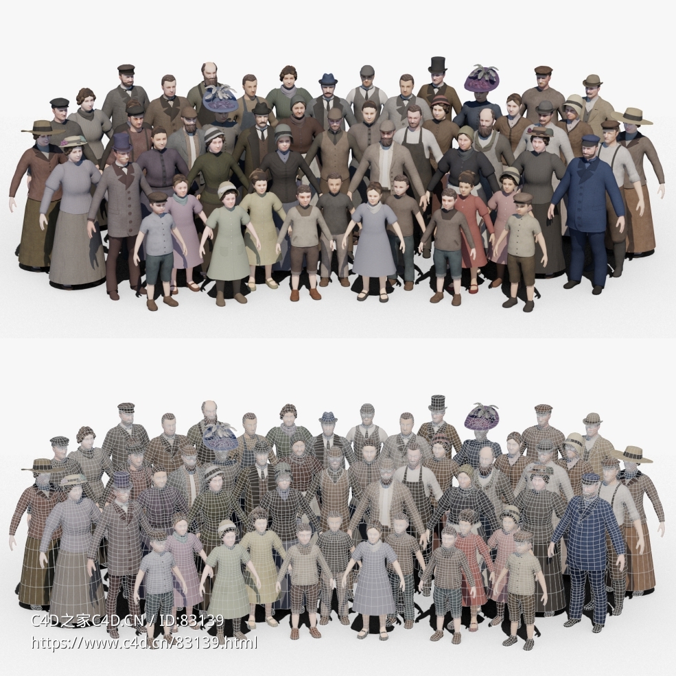 十九世纪欧洲各行业角色人物3D模型