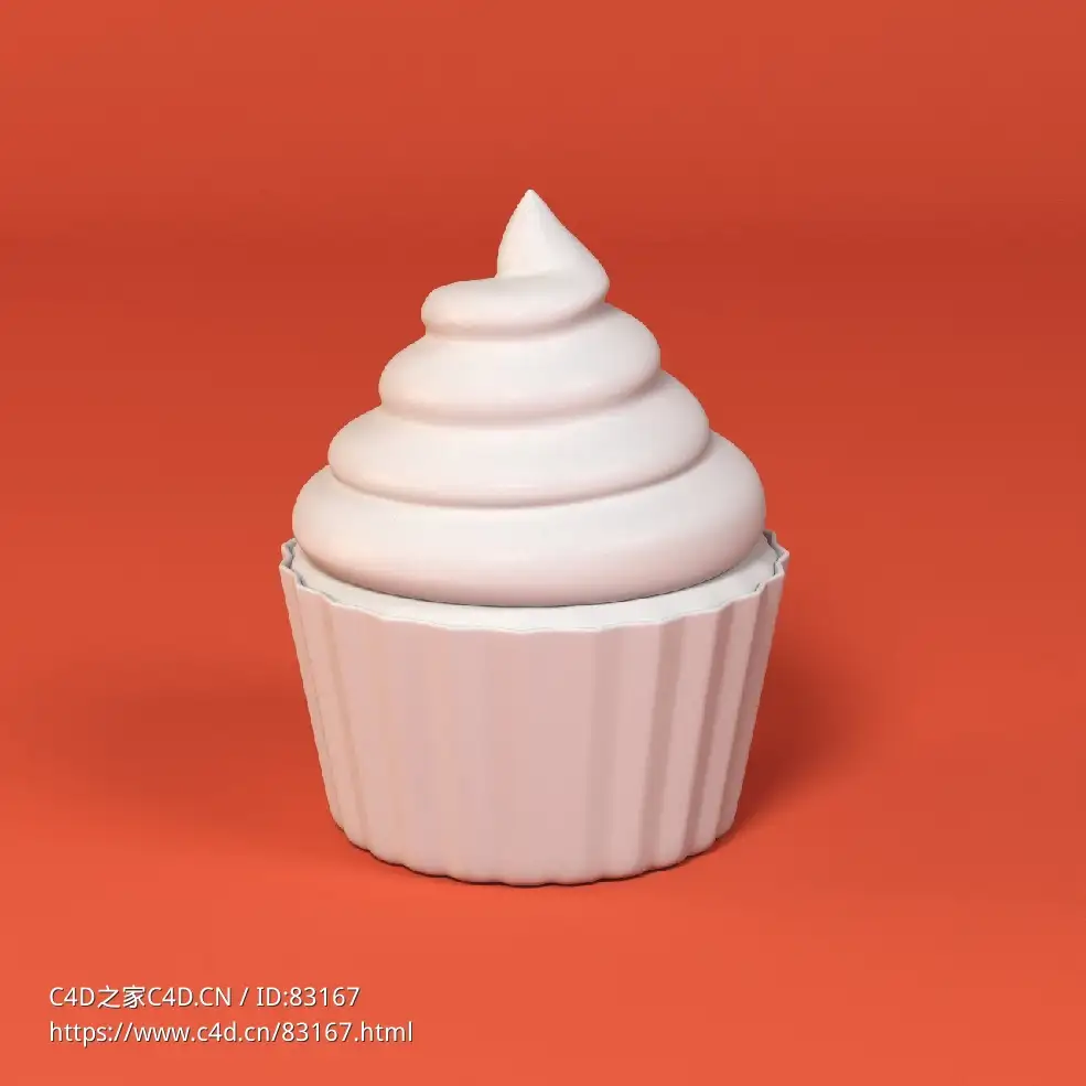 低面卡通纸杯蛋糕图标模型cupcake