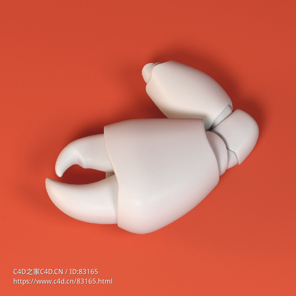 低面卡通蟹钳图标模型Crab Claw - C4D之家 - 047.jpg