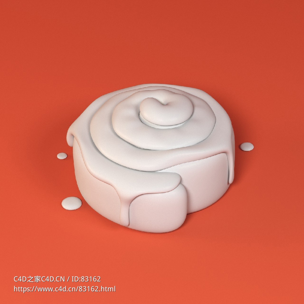 低面卡通肉桂卷图标模型Cinnamon Roll - C4D之家 - 044.jpg