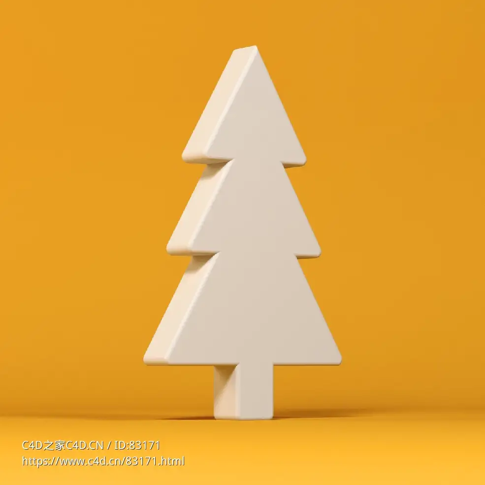 低面卡通松树图标模型Cutout Tree_2
