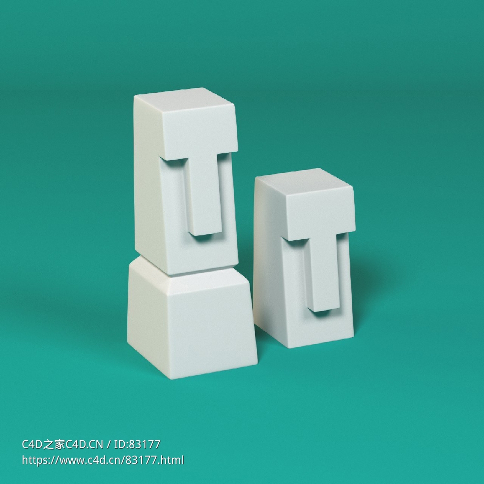 低面卡通复活节岛头像图标模型Easter Island Heads