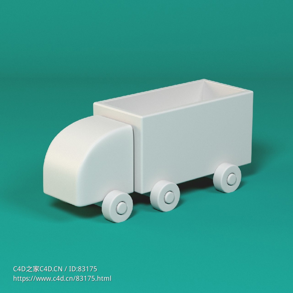 低面卡通自卸卡车图标模型Dump Truck