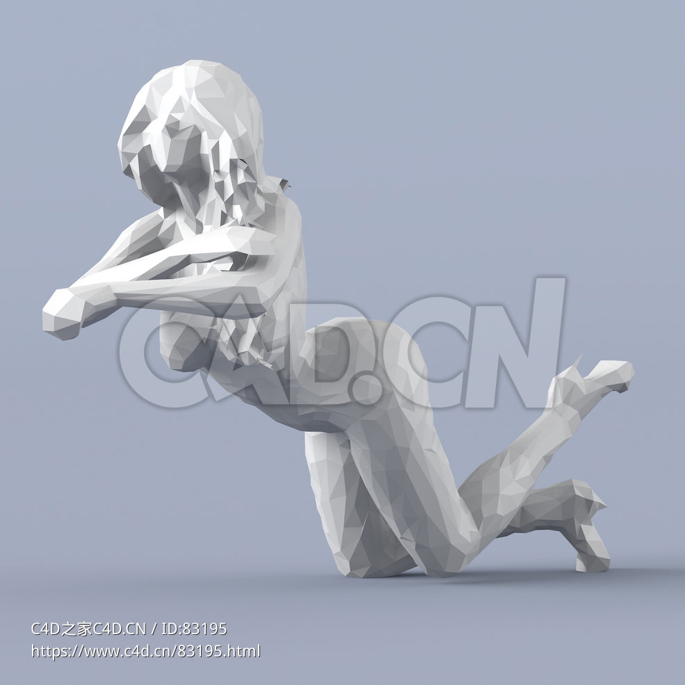 低面多边形卡通人物趴伏着的女人模型 - C4D之家 - 014.jpg
