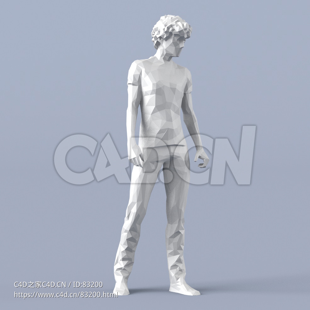 低面多边形卡通人物站着的女人模型 - C4D之家 - 019.jpg
