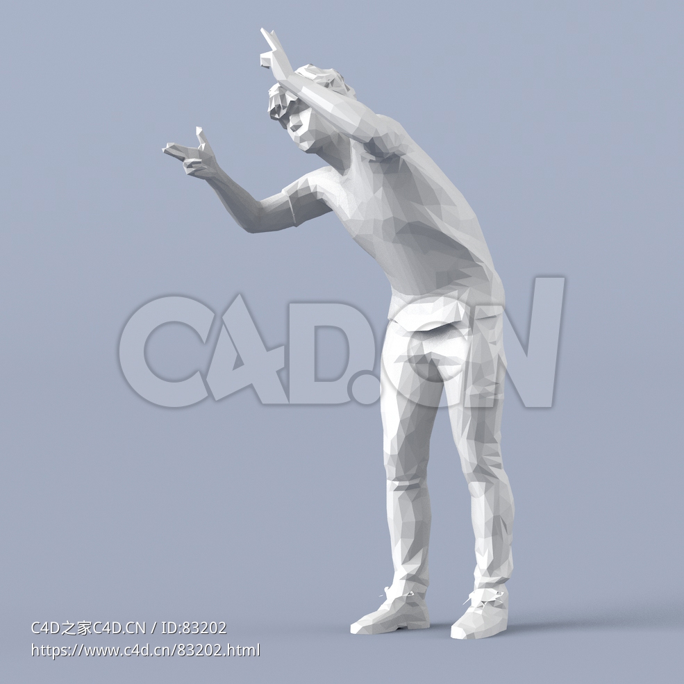 低面多边形卡通人物弯腰做手势的男人模型 - C4D之家 - 021.jpg
