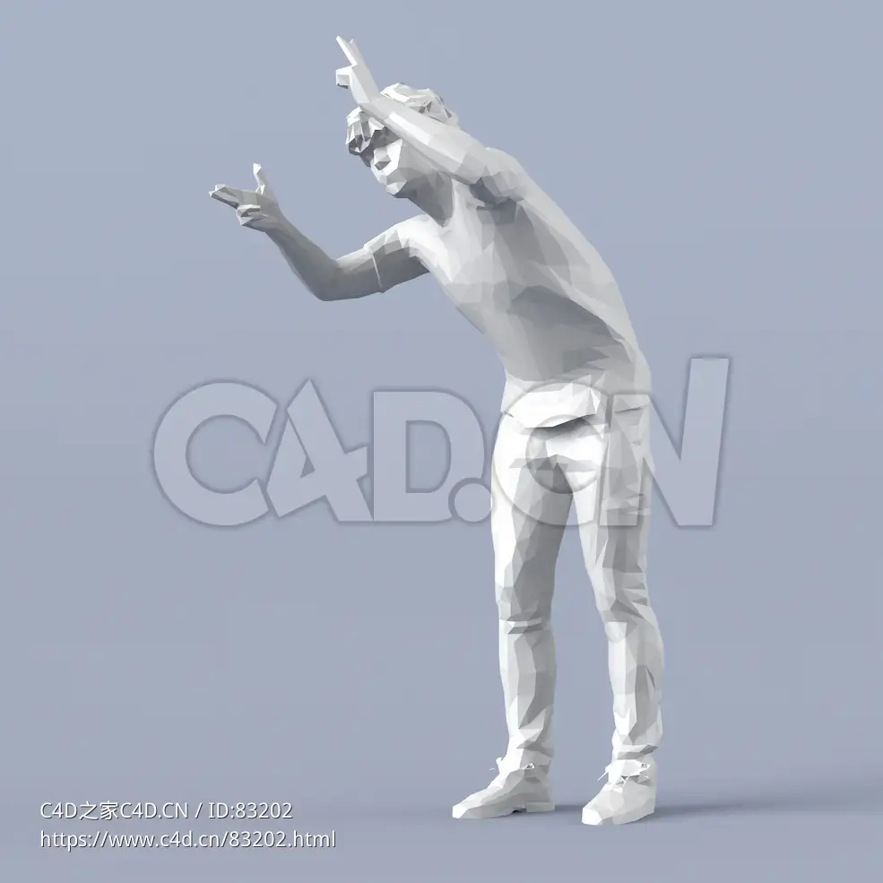 低面多边形卡通人物弯腰做手势的男人模型 - C4D之家 - 021.jpg