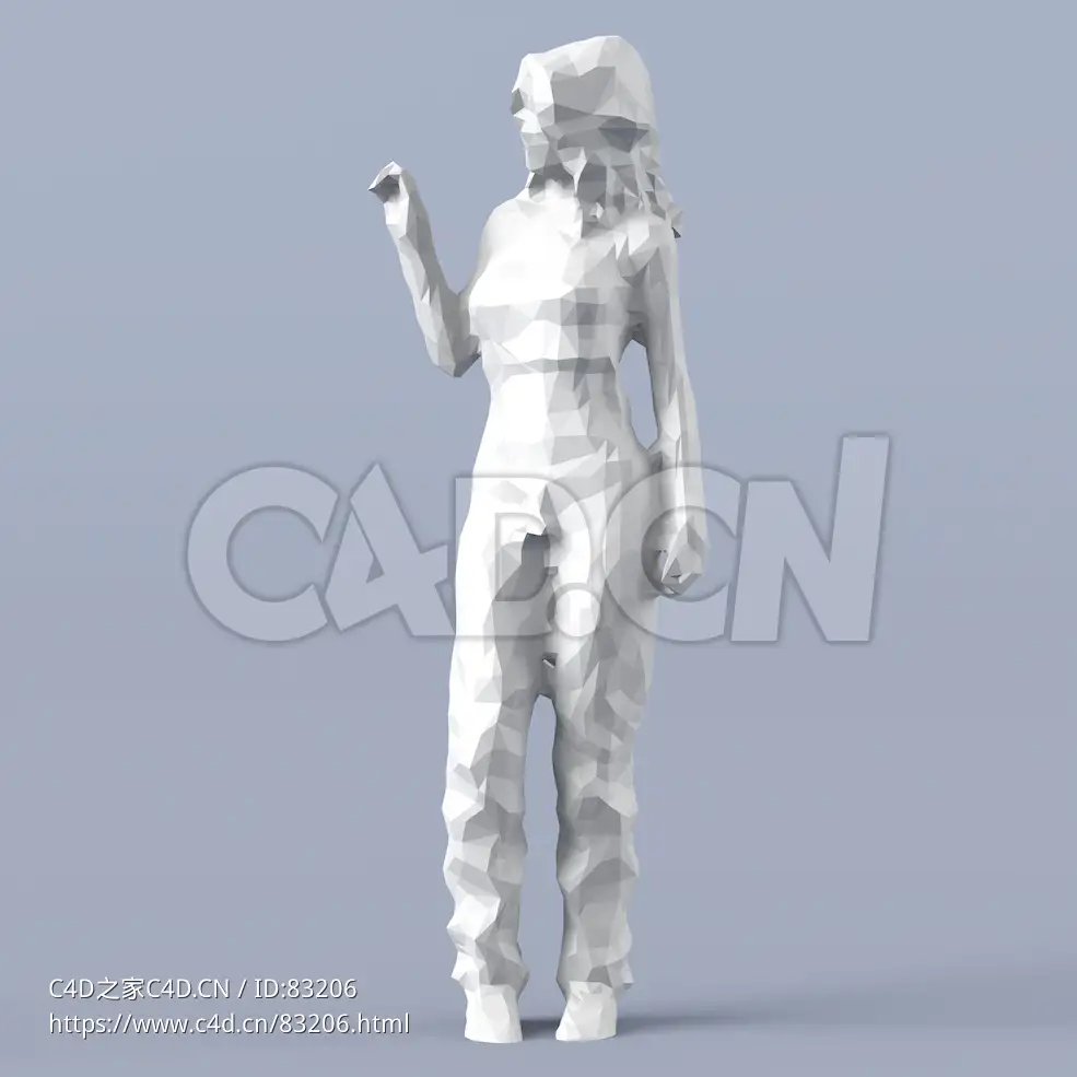 低面多边形卡通人物站着的女人模型 - C4D之家 - 025.jpg