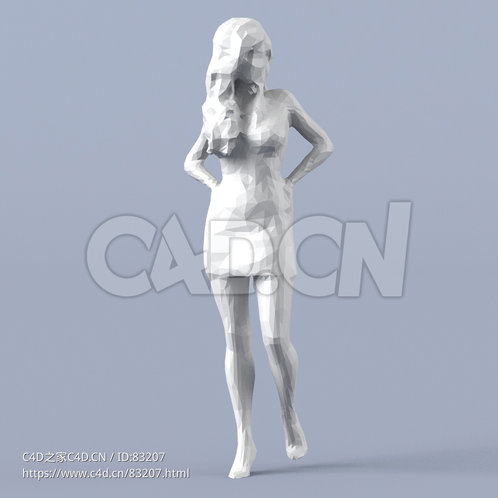 低面多边形卡通人物行走的女性模型 - C4D之家 - 026.jpg