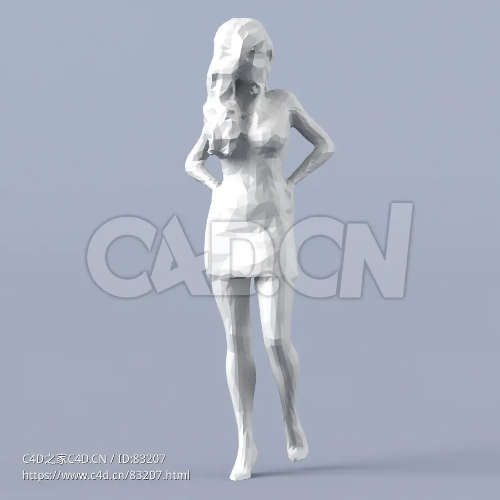 低面多边形卡通人物行走的女性模型 - C4D之家 - 026.jpg