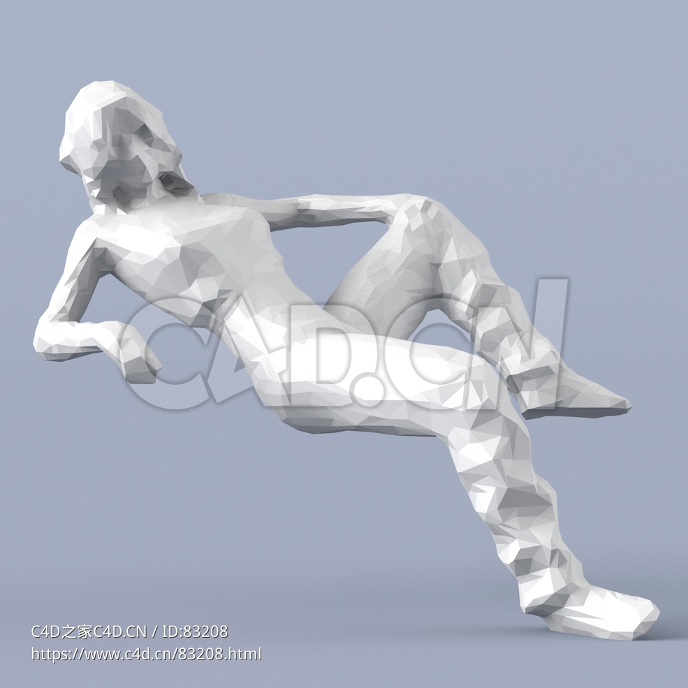 低面多边形卡通人物半躺的女人模型 - C4D之家 - 027.jpg
